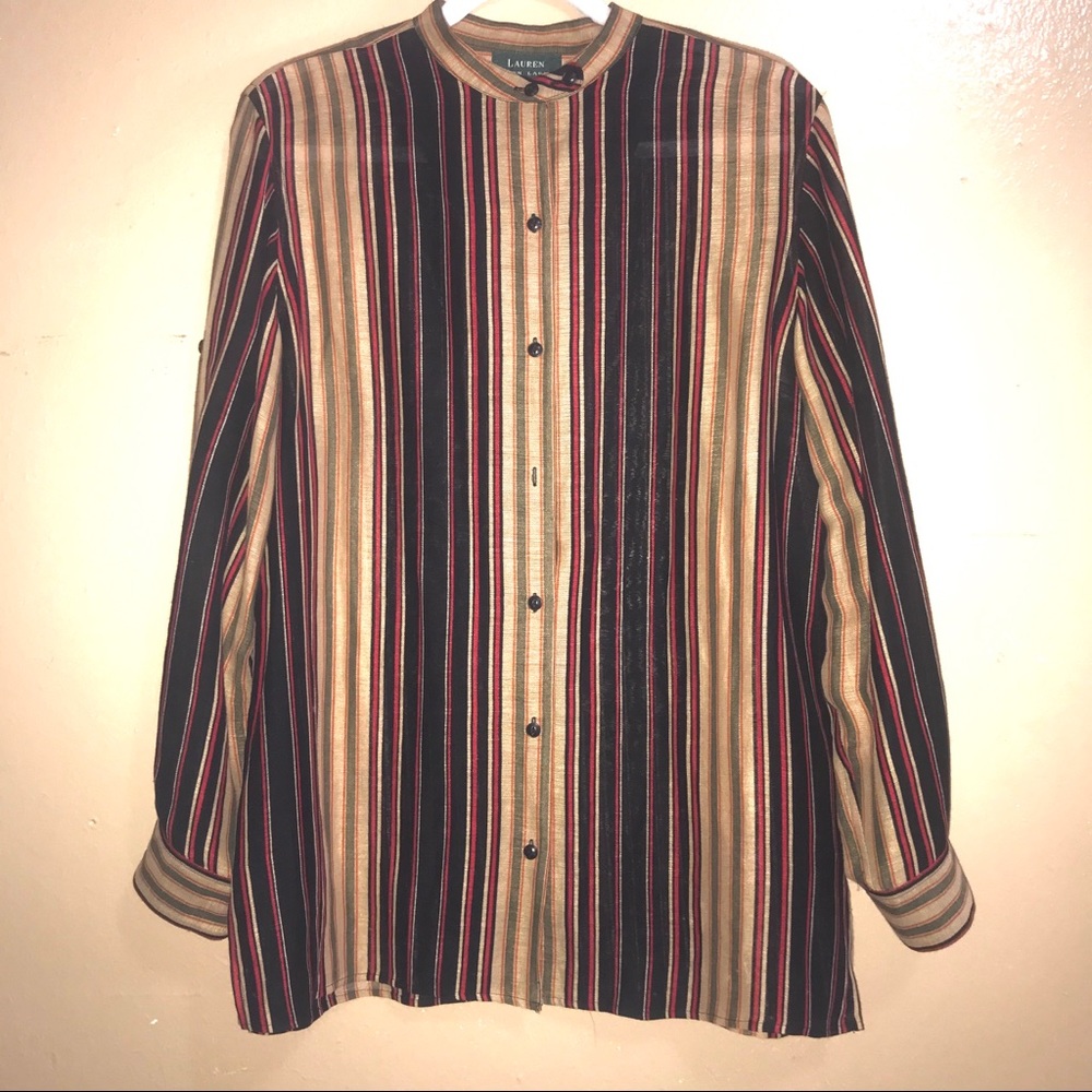 ⚡️LRL Ralph Lauren Silk Linen Striped Tunic Size L